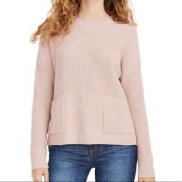 Madewell Sweaters - Madewell Knit Sweater Women's XS Blush Pink Boxy Cropped Ribbed Pullover Pockets